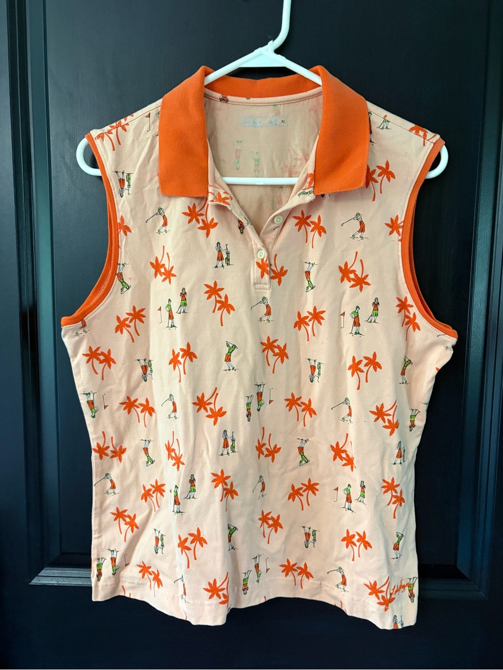 Lady Hagen Women’s XL Sleeveless Golf Shirt Tropical Palm Tree Print Resort